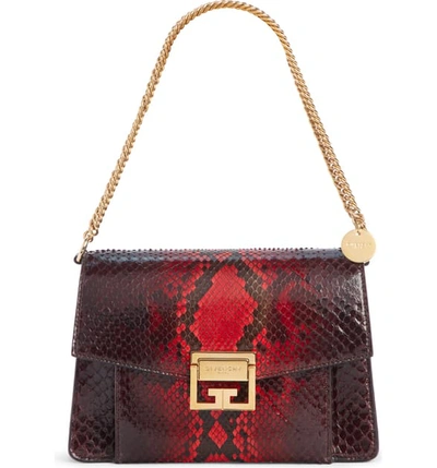 Givenchy Small Gv3 Genuine Python Shoulder Bag In Red