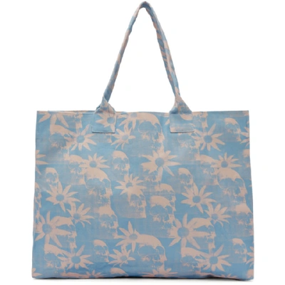 Double Rainbouu Blue And Pink Paradise City Beach Tote In 19221 Blue