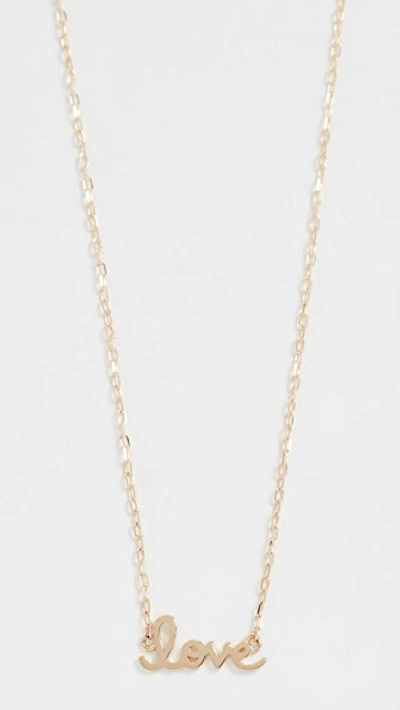 Sydney Evan 14k Gold Tiny Script Love Necklace In Yellow Gold