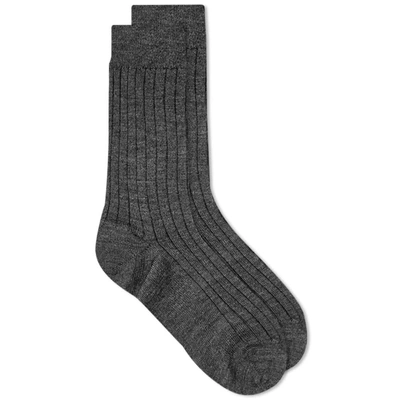 Sunspel Rib Sock In Grey