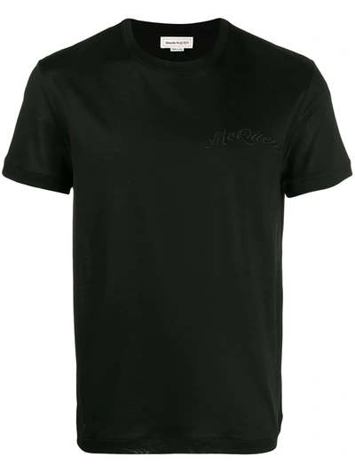 Alexander Mcqueen Embroidered Logo T-shirt In Black