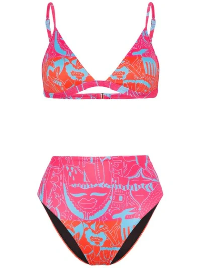 Ellie Rassia Long Island Print Bikini In Multicolour