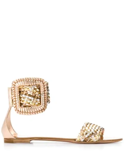 Casadei Metallic Woven Sandals In Ex2