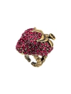 Gucci Strawberry Ring With Crystals In Red Crystals