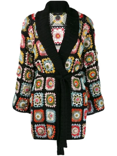 Alanui Crochet Mid-length Cardi-coat In Black