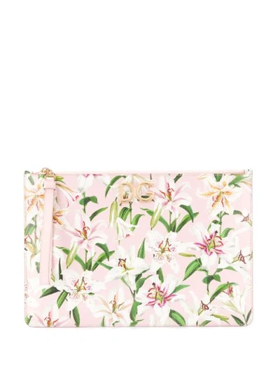 Dolce & Gabbana Floral-print Clutch In Pink