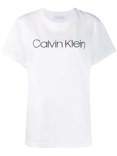 Calvin Klein Logo Print Crew Neck T-shirt In White