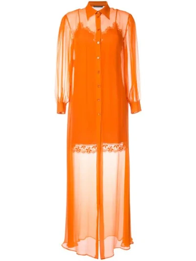 Alberta Ferretti Sheer Layered Dress In Orange