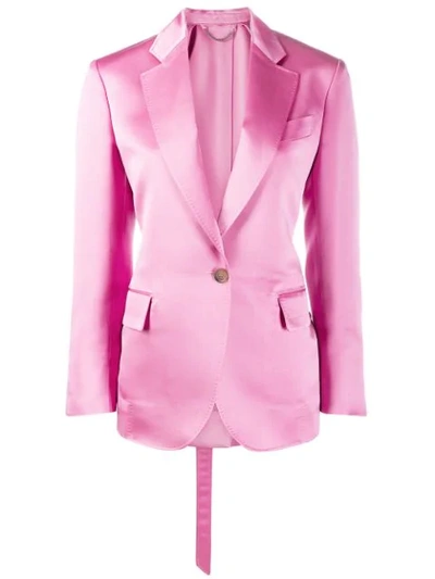 Ferragamo Single-breasted Jacket In Silk In Pink