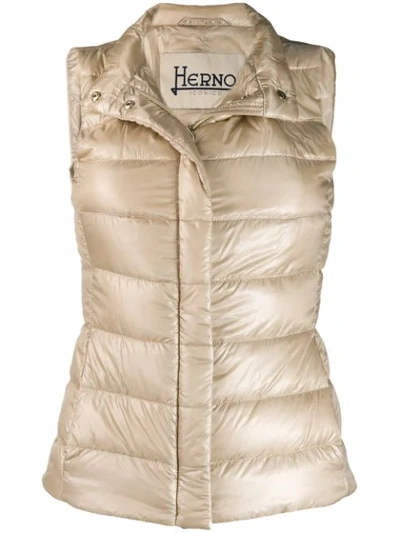 Herno Zipped Padded Gilet In Neutrals