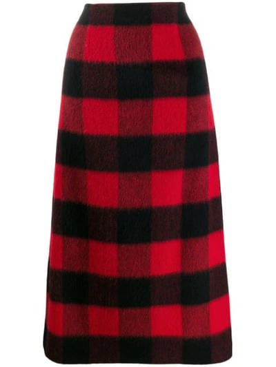 Dsquared2 Check Midi Skirt In Red