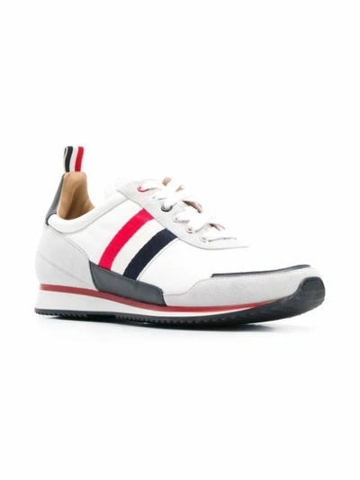 Thom Browne Grosgrain And Suede-trimmed Nylon Sneakers In White,red,blue