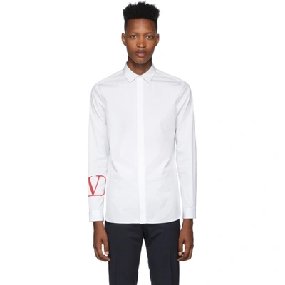 Valentino Logo Graphic Slim Fit Shirt In White Red