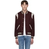 Saint Laurent Burgundy Wool Teddy Bomber Jacket In Red,white