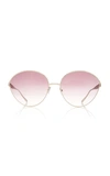 Alaia Sunglasses Le Petale Round-frame Metal Sunglasses In Red