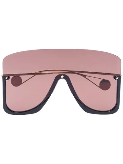 Gucci Oversized Acetate Shield Sunglasses In Black