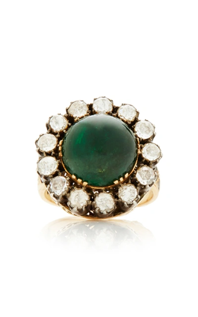 Amrapali 14k Gold Emerald And Diamond Ring In Green