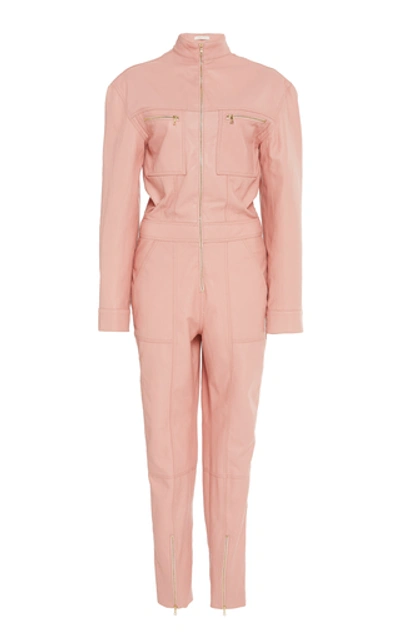 Simkhai Vegan Leather Jumpsuit In Blush