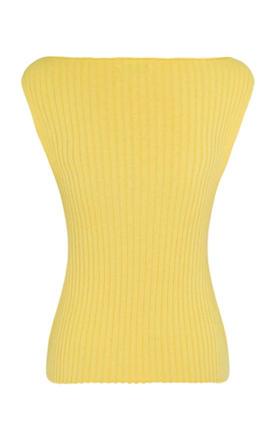 Anna Quan Paloma Ribbed Cotton Top In Yellow