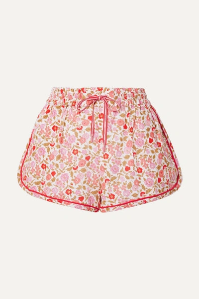 Zimmermann Goldie Floral-print Linen And Cotton-blend Shorts In Antique Rose