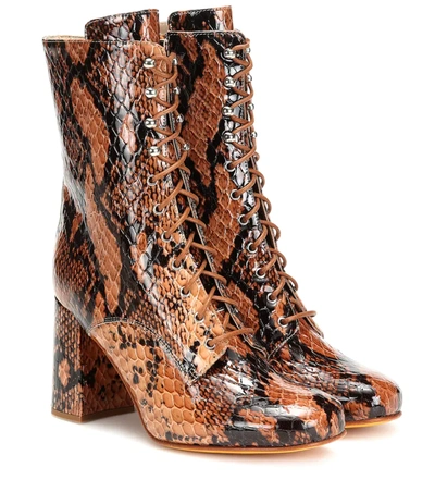 Maryam Nassir Zadeh Emmanuelle Snake-effect Ankle Boots In Brown