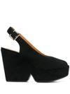 Clergerie Dylan 2 Suede Plateau Sandals In Black