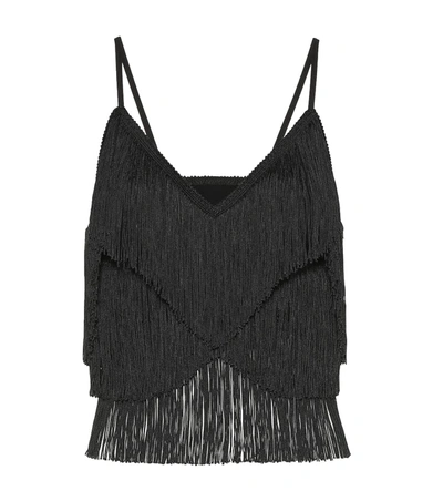 Norma Kamali Fringed Crop Top In Black