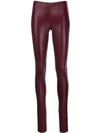 Joseph Stretch Leather Leggings In Red