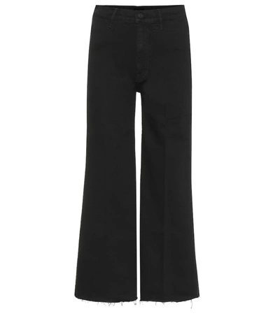 Mother Swooner High-rise Wide-leg Jeans In Black