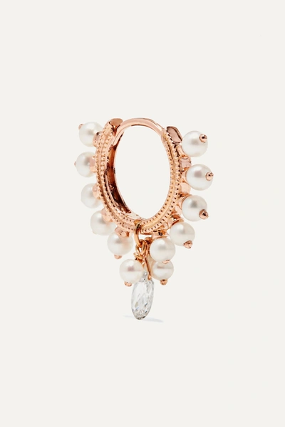 Maria Tash 8mm 14-karat Rose Gold, Pearl And Diamond Hoop Earring