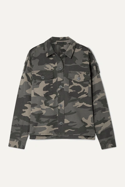 Atm Anthony Thomas Melillo Camo Button-front Cropped Boxy Cotton Twill Jacket In Army Green