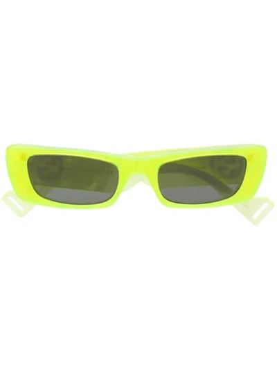 Gucci Monochromatic Rectangle Sunglasses W/ Interlocking G Temples In Fluorescent Yellow Acetate