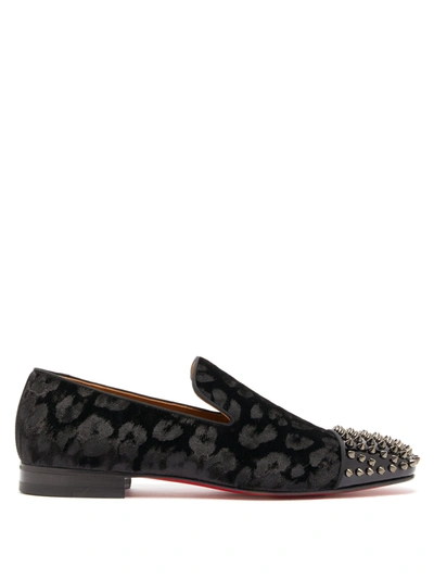 Christian Louboutin Men's Spooky Spiked Red Sole Loafers In Black