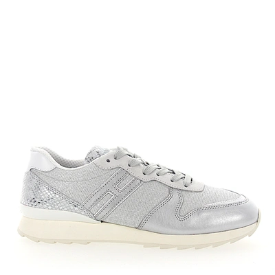 Hogan Sneakers R261 Calfskin Glitter Textile Light Grey Silver