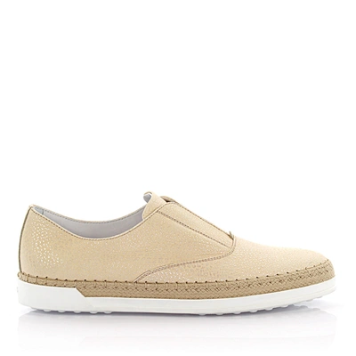 Tod's Slip On Shoes In Beige