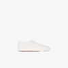 Santoni Classic Grainy Leather Sneakers In White