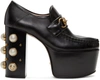 Gucci Embellished Leather Platform Loafers In Black