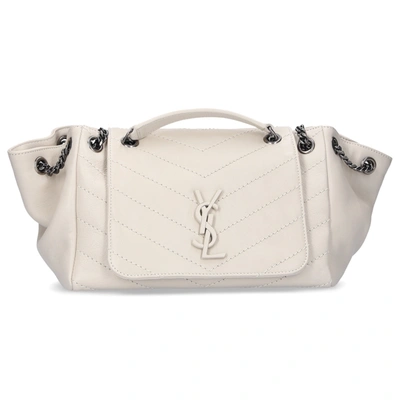 Saint Laurent Women Handbag Nolita Leather Logo Creamy In White