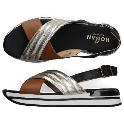 Hogan Sandalen H257  Calfskin Black Brown Gold