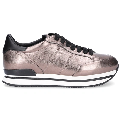 Hogan Low-top Sneakers Smooth Leather Logo Bronze In Brown