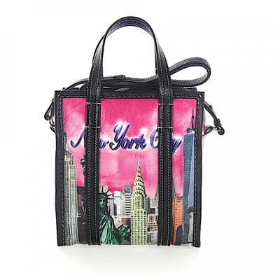 Balenciaga Women Shoulder Bag Bazar Shopper Xs Leather Multicolour City-print New York In Pink