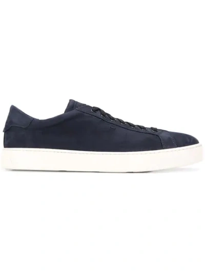 Santoni Flat Lace-up Sneakers In Navy