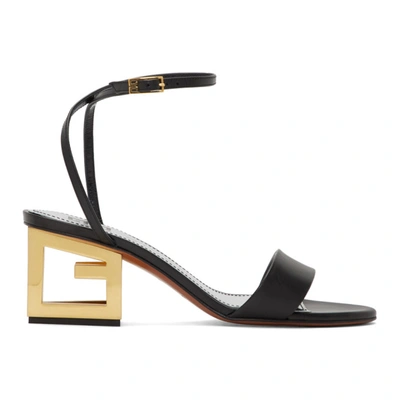 Givenchy Triangle Leather Sandals In Black