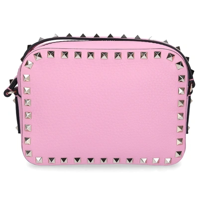 Valentino Garavani Women Handbag Crossbody Bag Rockstud Small Leather Rivets Gold Logo Pink