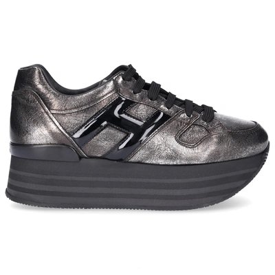 Hogan Sneaker H283 Calfskin Patent Leather Used Black Grey