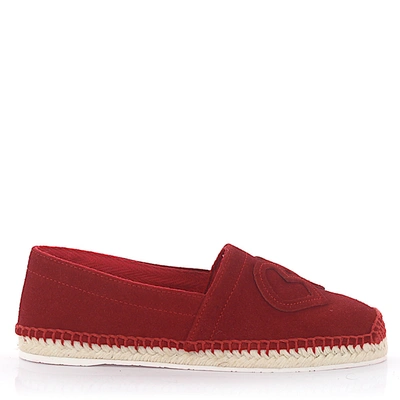 Dsquared2 Flat Shoes Calfskin Suede Logo Red