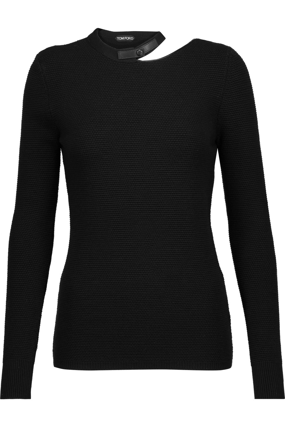 Tom Ford Leather-trimmed Cutout Wool-blend Sweater | ModeSens