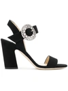 Jimmy Choo Black Mischa 85 Suede Leather Sandals