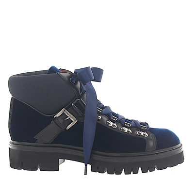 Santoni Ankle Boots 56831 Velvet In Blue