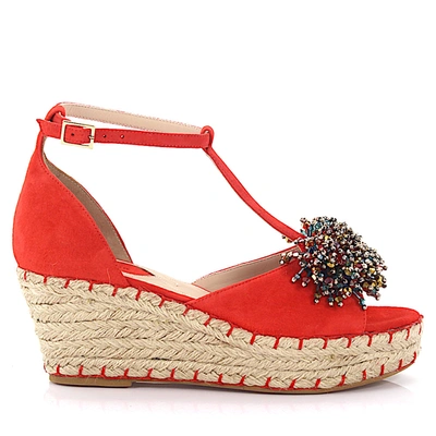 Elie Saab Platform Sandals In Red